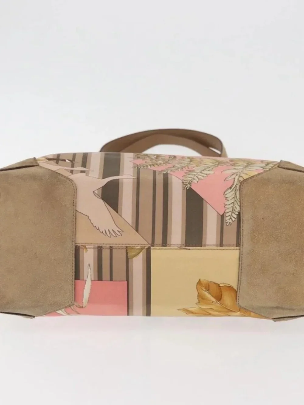 Salvatore Ferragamo Tote Bag Nylon Beige Gold Auth BAZ714A
